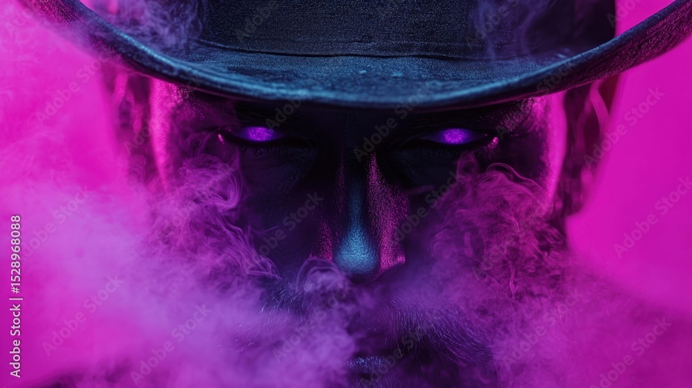 Aufkleber an eerie image of a mystical figure partially obscured by smoke, creating an atmosphere of intrigue 