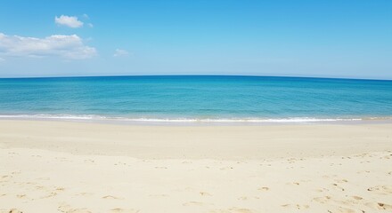 Obraz premium Beautiful scenic view of a bright sunny day at the beach with blue ocean and sky