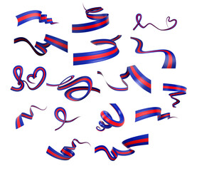 Set Of Different Style Of Cambodia Wavy Abstract Ribbon Flags On White Background 3d Illustration