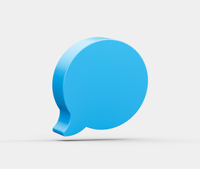 3D Blue chat icon, symbolizing messaging, communication and conversation. 3d illustration