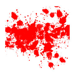 Chaotic red splatter pattern with ink drop detail