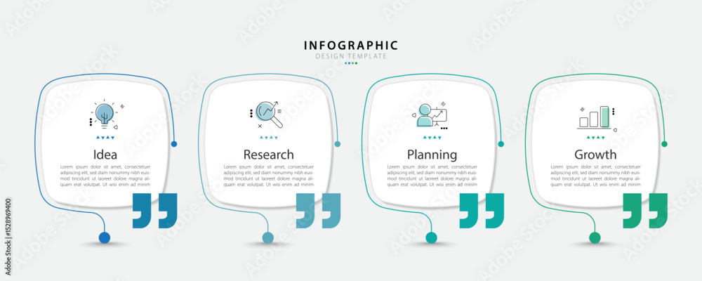 Poster infographic template 4 step timeline journey isolated background, data visualization flat simple des