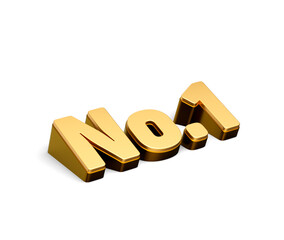 Number One No.1 Text Crafted In Silver And Gold Design With Radiant Metallic Finish, 3D Illustration