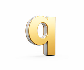 Shiny Golden Small Letter q Gleams With Its Sleek Modern Design With Sharp Edges 3D Illustration