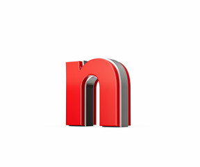 Vibrant Red Small Letter n Gleams With Its Sleek Metallic Design With Sharp Edges 3D Illustration
