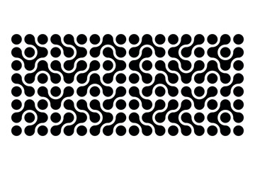 Pattern of black metaballs isolated on white background. Geometric shapes. Vector illustration.