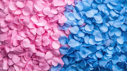 Obraz premium A pink and blue gradient of petals, with a pink foreground and a blue background.
