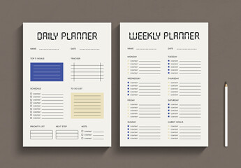 Daily and Weekly Planner Template Productivity Organizer