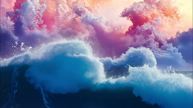  Surreal colorful clouds in sky with dreamy pastel shades and soft light atmosphere