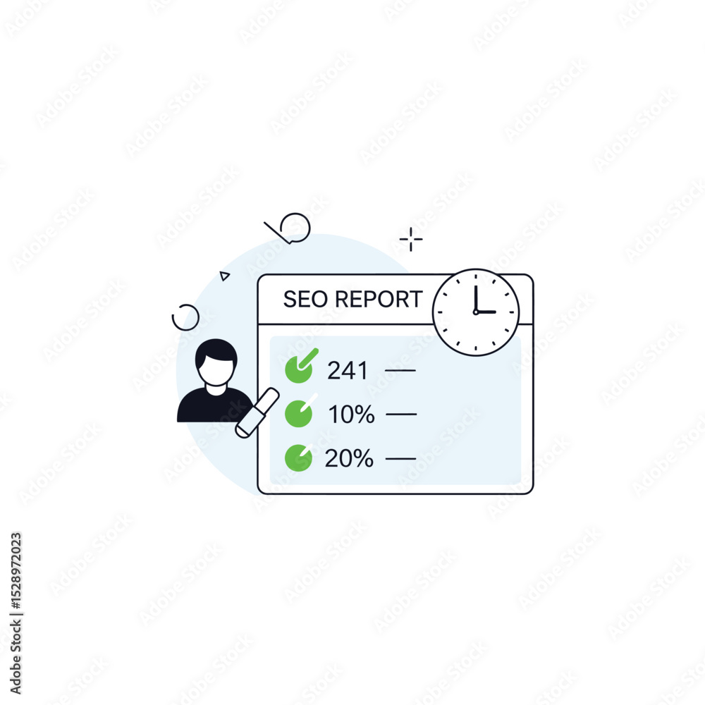 Poster seo report analysis with checklist and time management