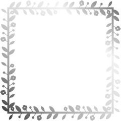 Simple Rectangular Botanical Frame in Silver Line Design (1:1 Ratio)