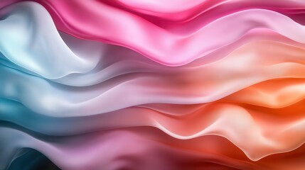 Obraz premium This image features flowing silk fabric in a gradient of pastel colors, creating an elegant and soft aesthetic that evokes feelings of tranquility and beauty.