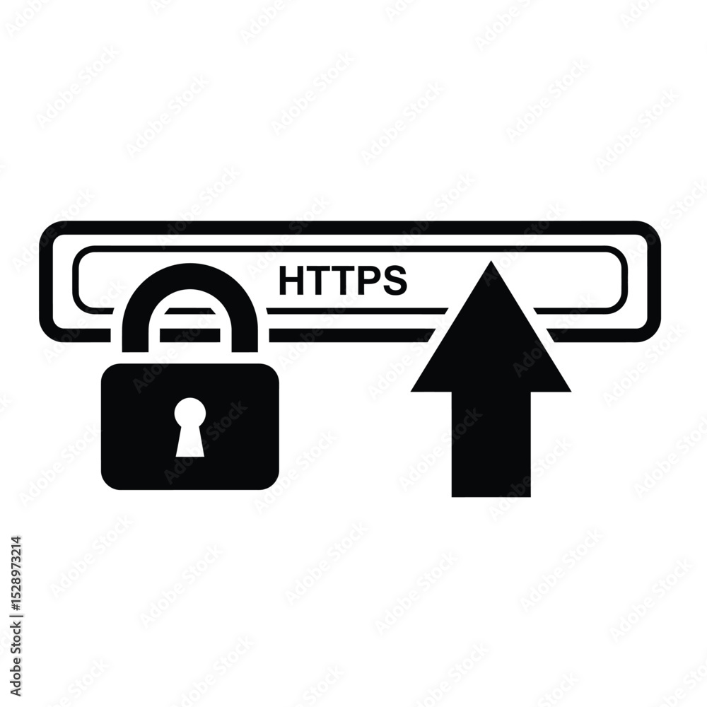 Poster secure https upload icon padlock and up arrow