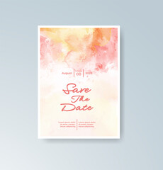 Wedding invitation with abstract splash watercolor