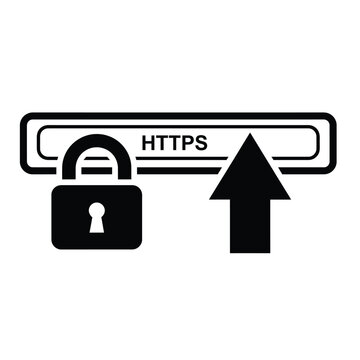 Secure https upload icon padlock and up arrow