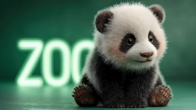 Cute Baby Panda Zoo Portrait.