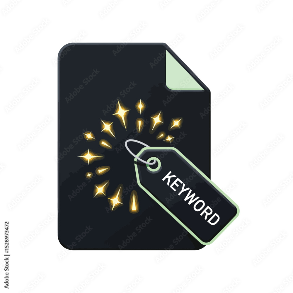 Poster file document with keyword tag and sparkling effect
