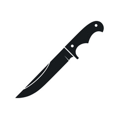 Silhouette Illustration of a Hunting Knife with a Sharp Blade and a Comfortable Handle for Outdoor Activities and Survival