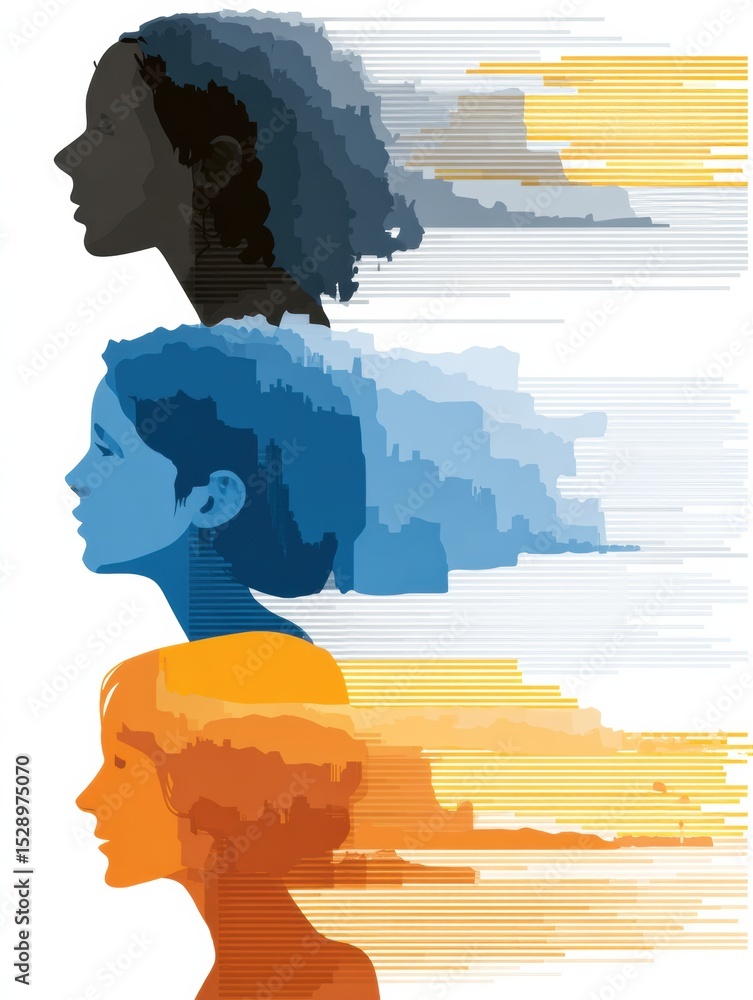 Aufkleber comparing depression rates and treatment accessibility across different ethnicities in a visually en