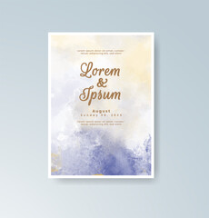 Wedding invitation with abstract splash watercolor