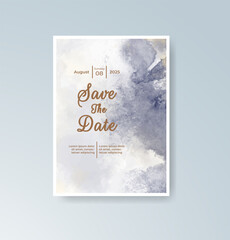 Wedding invitation with abstract splash watercolor