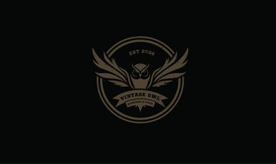 Vintage Owl, Vintage Owl logo, Owl emblem, Flying owl logo, Owl with wings, Retro owl logo, Owl badge, Knowledge is power, EST 2006 logo, Educational logo, Wisdom logo, Monochrome logo