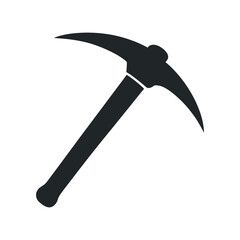 Simple Graphic of a Pickaxe Tool for Mining Construction or Breaking Ground Shown in Dark Gray on a White Background