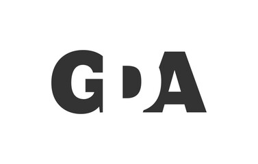 GDA logo design. Initial letter G D A bold font style for tech startups, consulting, corporate branding. Creative company name, headlines typography identity, trendy logotype.