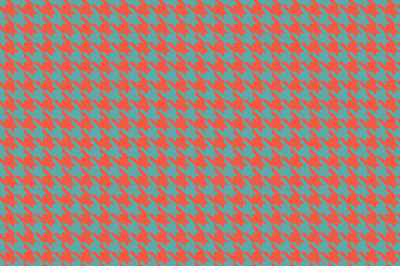 Vibrant coral and teal houndstooth pattern.  Perfect for textile design, fashion, website backgrounds, or any project needing a stylish, geometric texture.