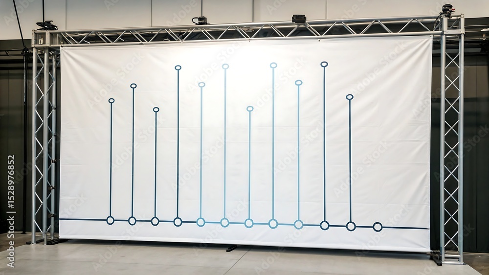 Poster minimal white tech-themed backdrop with vertical circuit lines, ideal for presentations and futurist