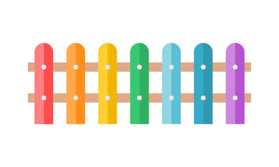 Rainbow wooden fence icon vector design