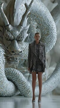Fashion Model  Dragon Statue.