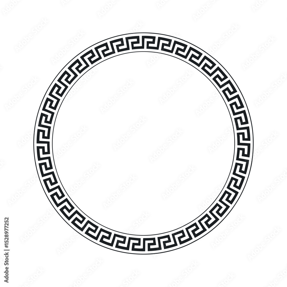 Poster elegant circle frame with greek key pattern in black and white classic decorative border for design 