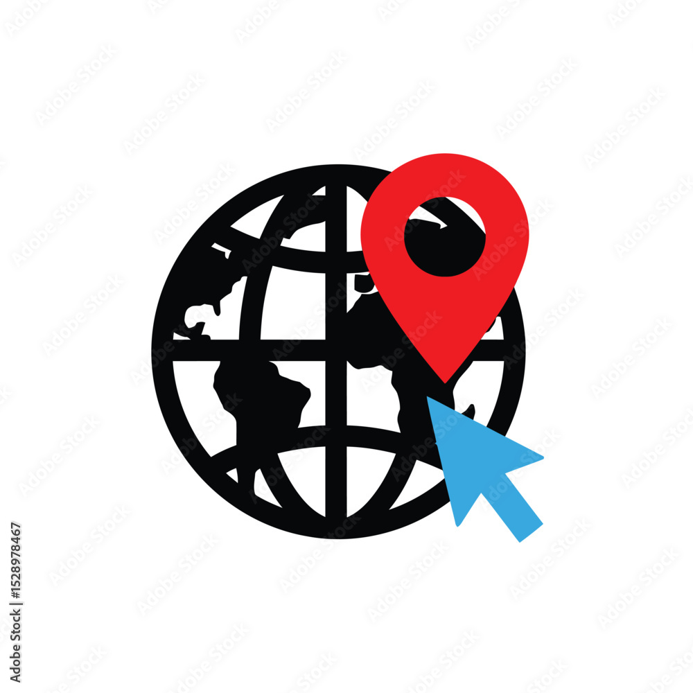 Poster global positioning system icon with cursor