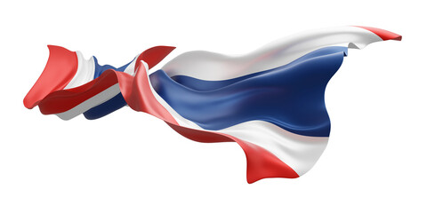 Thailand flag flying isolated on transparency background 3D render