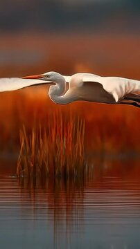 Great Egret Sunset Flight.