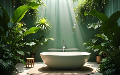 Transform your bathroom into a jungle-inspired oasis a green sanctuary for relaxation and renewal. High quality