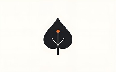 Black leaf icon representing nature and sustainability in minimalist design. High quality