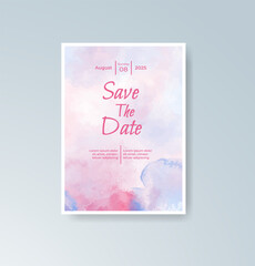 Wedding invitation with abstract splash watercolor