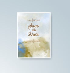 Wedding invitation with abstract splash watercolor