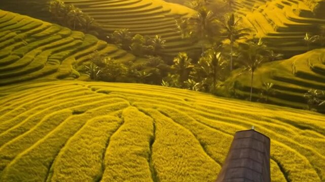 Golden rice terraces aerial view