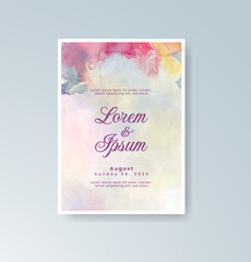 Wedding invitation with abstract splash watercolor