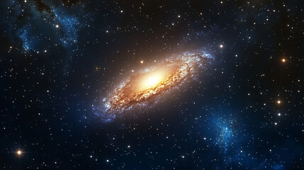 Spiral Galaxy Surrounded by Starry Night Sky