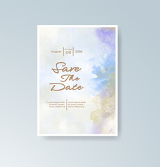 Wedding invitation with abstract splash watercolor