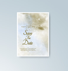 Wedding invitation with abstract splash watercolor