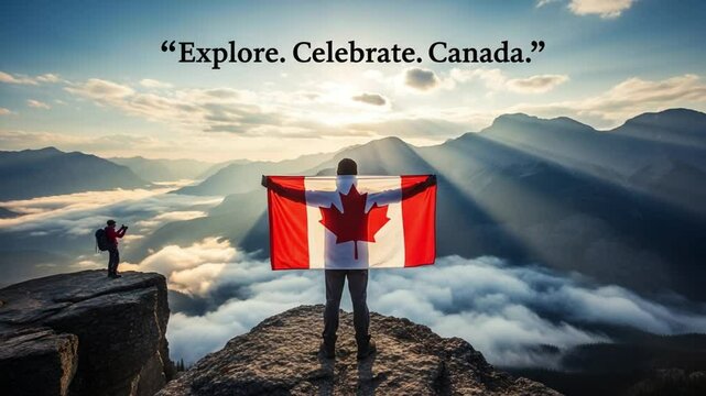 Canada Day Celebration with Cupcakes, Flags, and Greeting Card in Festive Setting