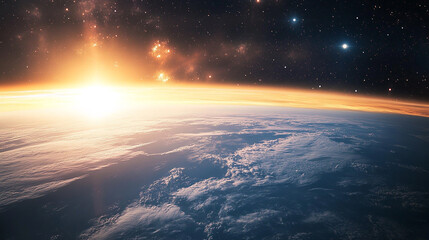 Sunrise Over Earth from Outer Space