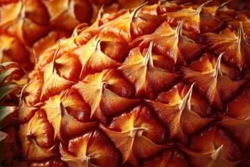Fototapeta premium Exploration of intricate patterns in close-up pineapple skin revealing nature's artistry and vibrant textures – commercial concept image