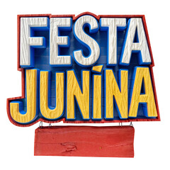 FESTA JUNINA SELO 3D PLACA DE MADEIRA 