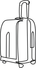 single line drawing of a suitcase, traveling  hand drawn bag , luggage line art vector illustration